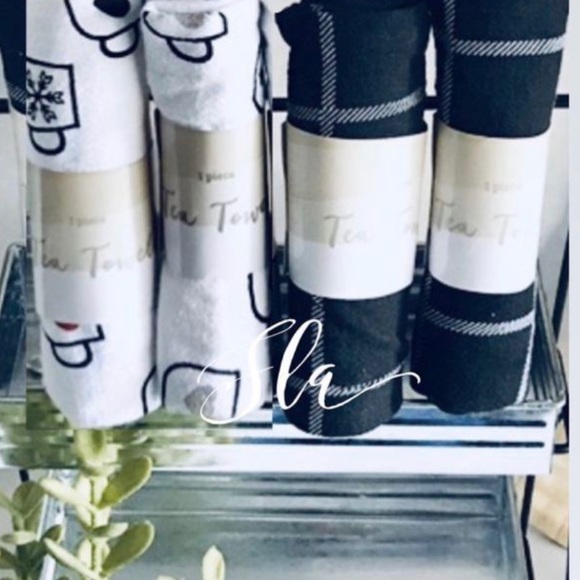 Farmhouse Hot cocoa Tea Towels Plus Checker Towels Set of 4 - Picture 1 of 3